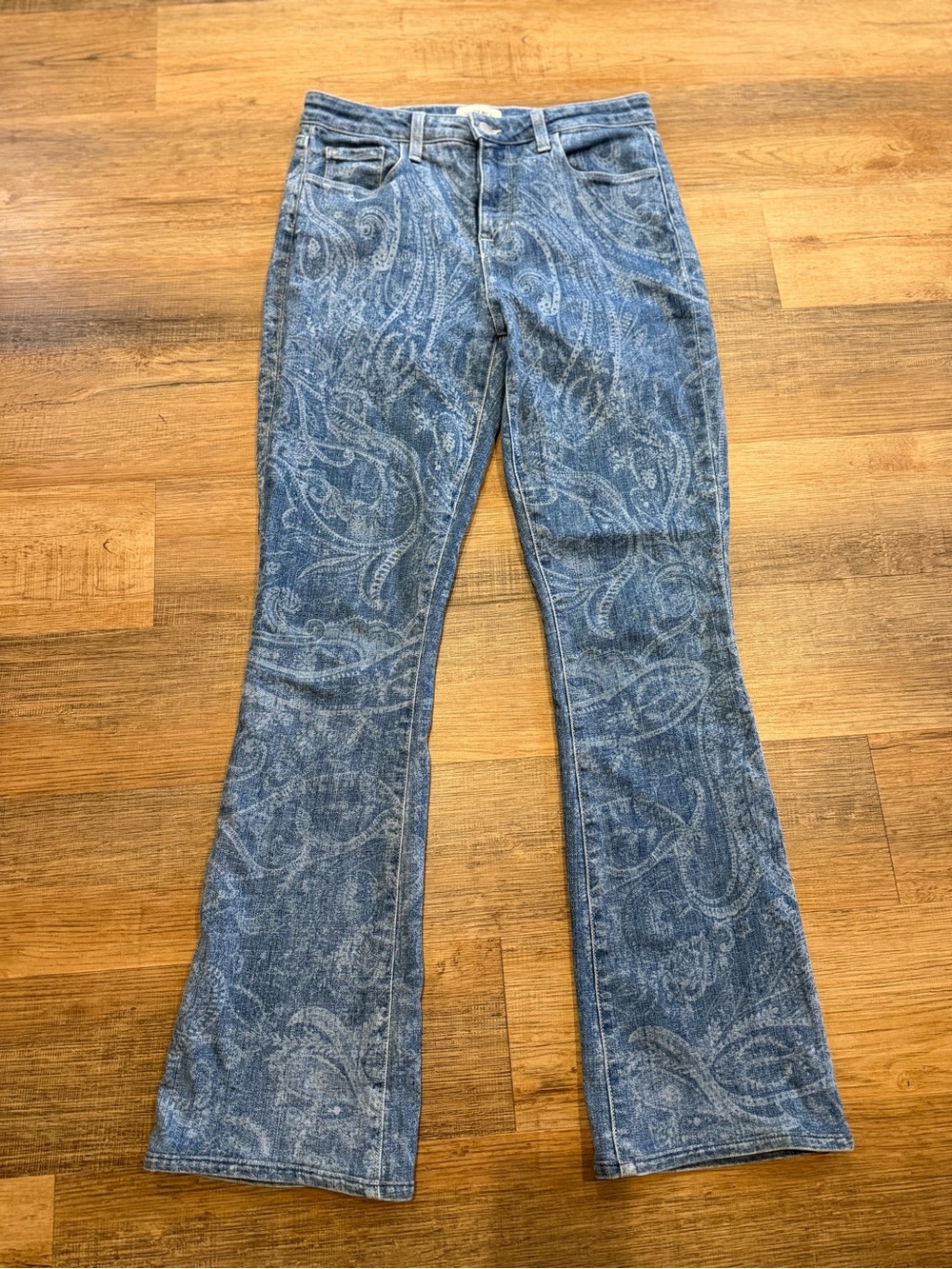 L'AGENCE Blue Paisley Boot-Cut Jeans